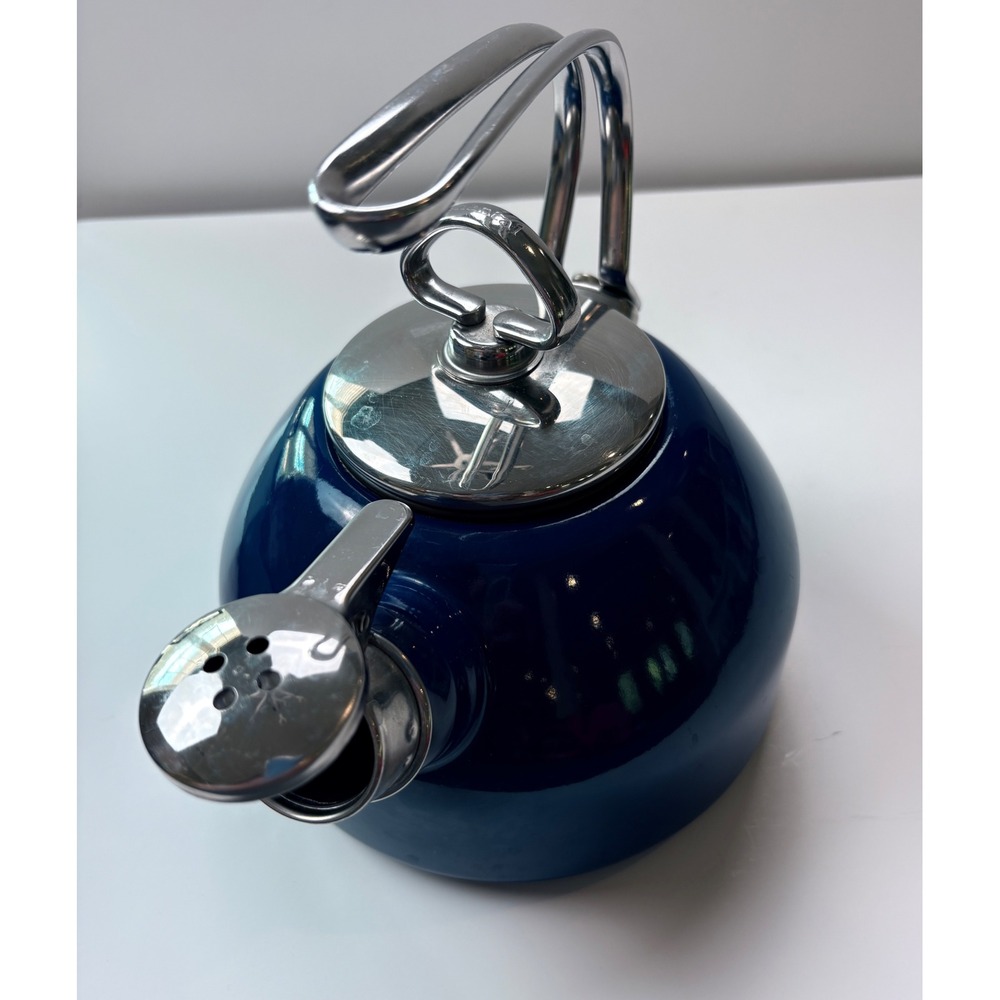 Chantal Cobalt Blue Enamel on Steel Whistling Tea Kettle Stainless Handle Lid - Picture 12 of 12